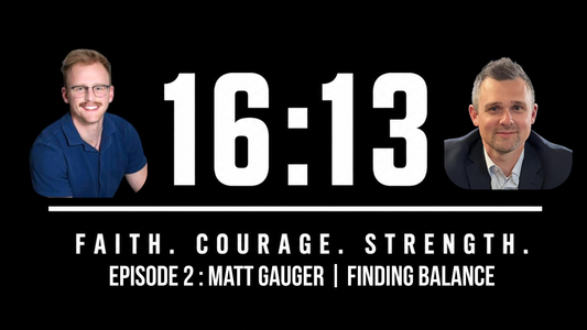 16:13 Podcast Episode 2 graphic featuring Matt Guager and Justin Stanley, titled “Finding Balance.”